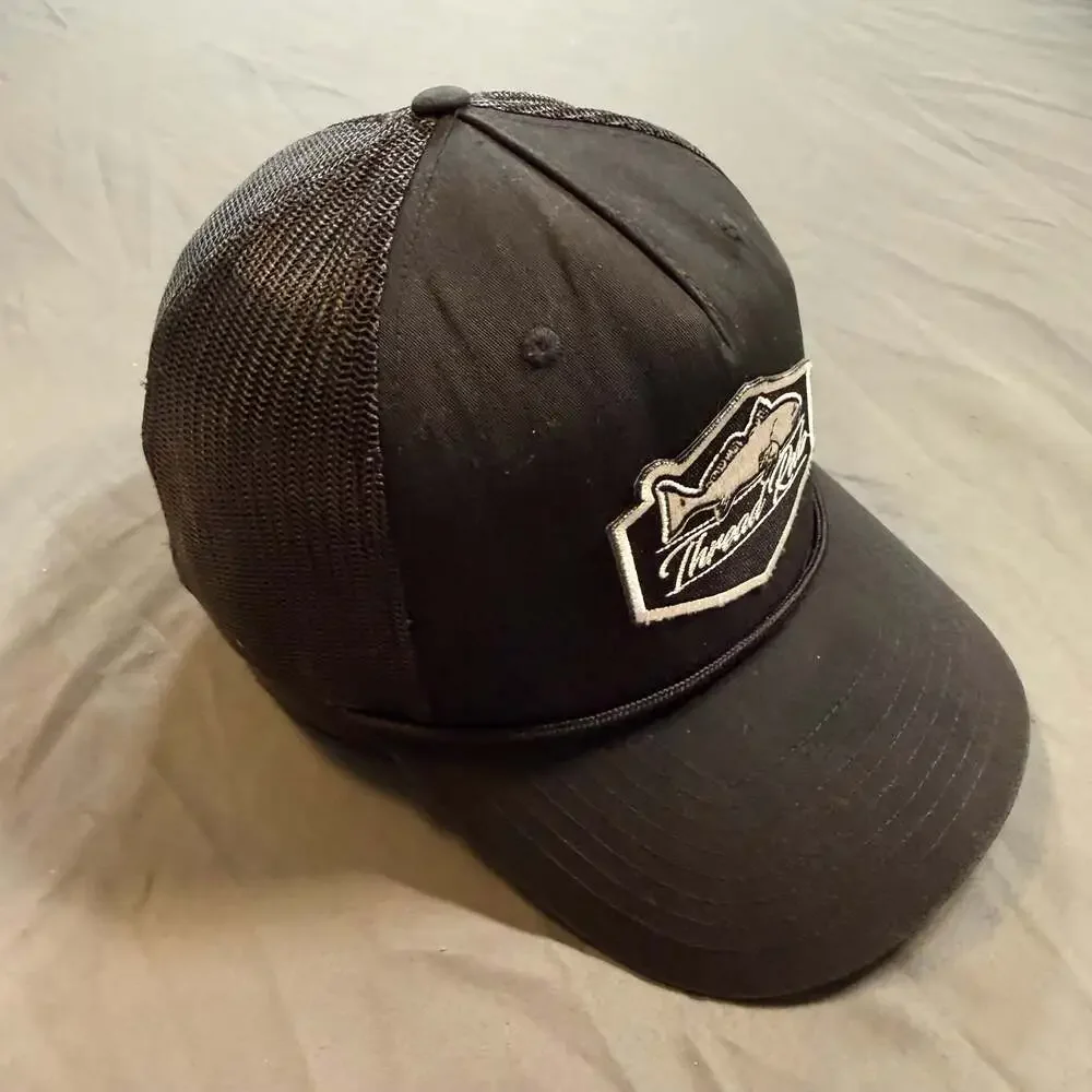 Thread Reds Fish Logo Richardson 112FPR Rope Trucker Snapback Hat Black - Picture 5 of 8
